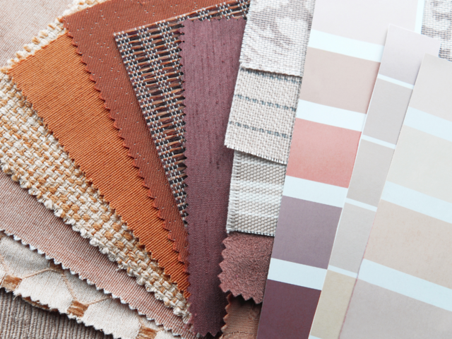 Close-up of a variety of fabric samples
