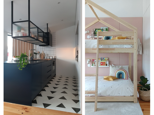 Left: Kitchen design. Right: Kid's bedroom design - Designs developed by tutor, Rute Loureiro. 
